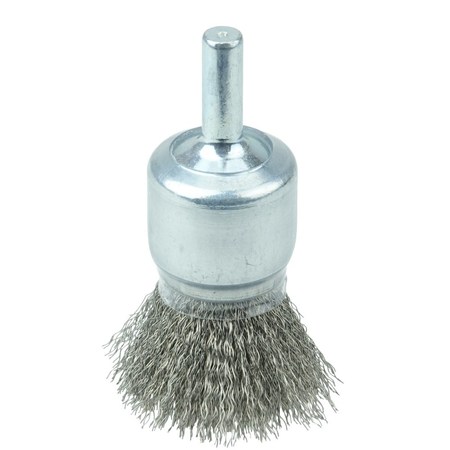 WEILER Coated Cup Crimped Wire End Brush 3/4", .006" Stainless Steel Fill 11013